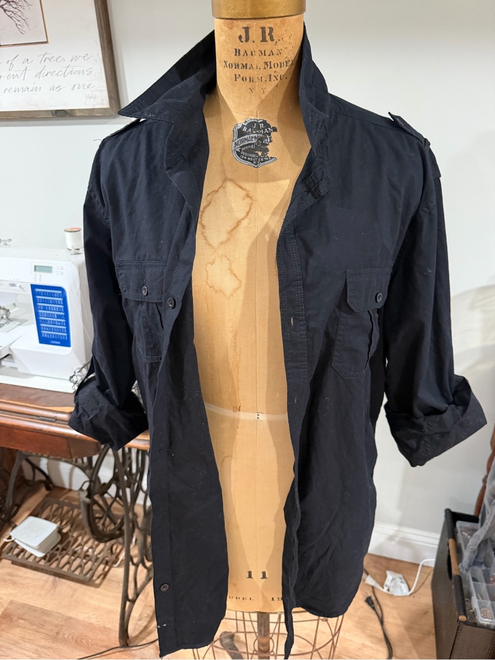 Alexander Julian Black Button-Front Utility Shirt